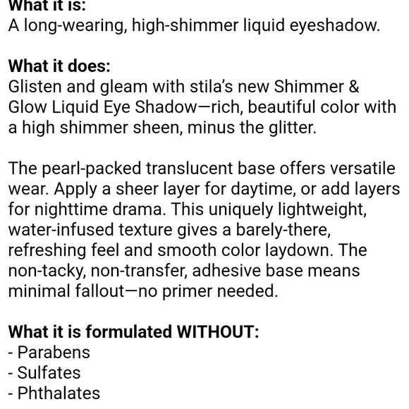 NIB Stila Shimmer & Glow Liquid Eyeshadow in Starlight - Picture 3 of 8